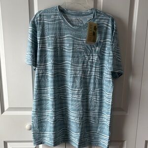 Reel Life Men's Light Blue Patterned Pocket T‑Shirt Size XXL New with Tags